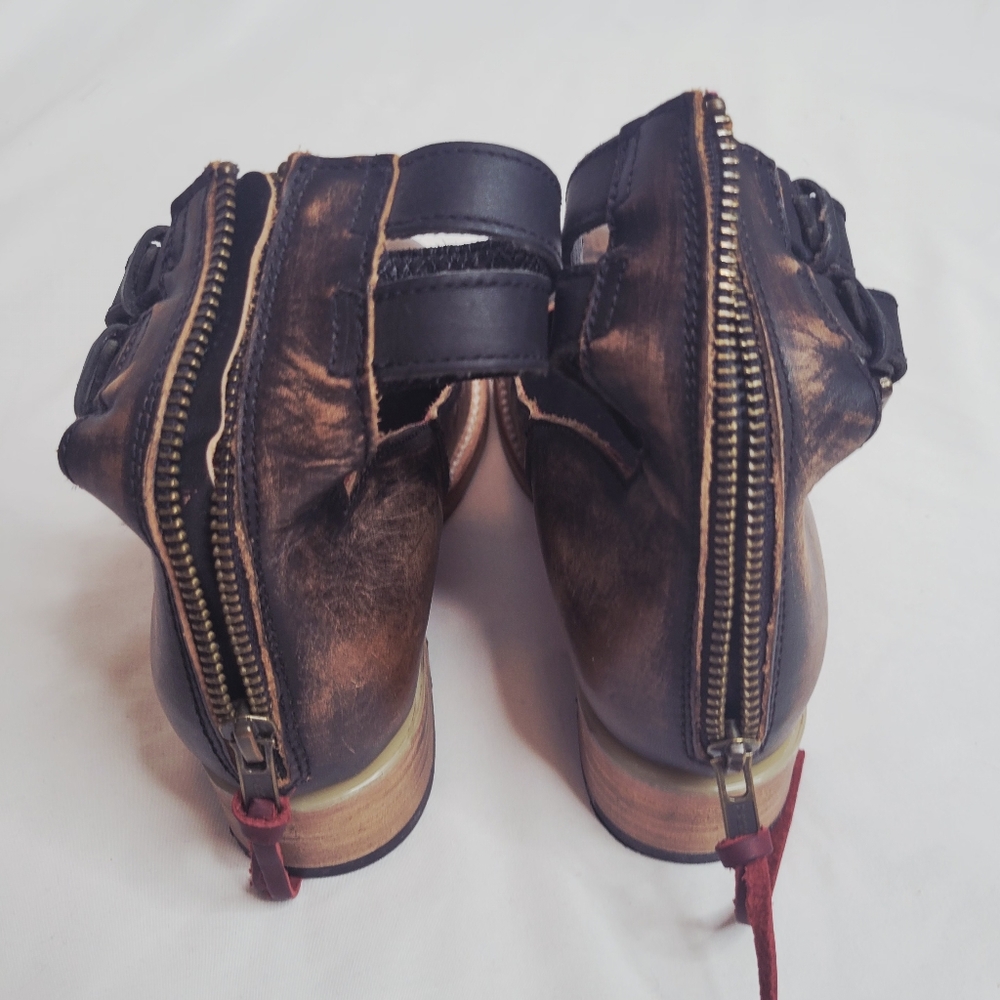 *SALE* Freebird by Steven Maribel Distressed Brown Leather Ankle Booties Moto 7 - Picture 8 of 13